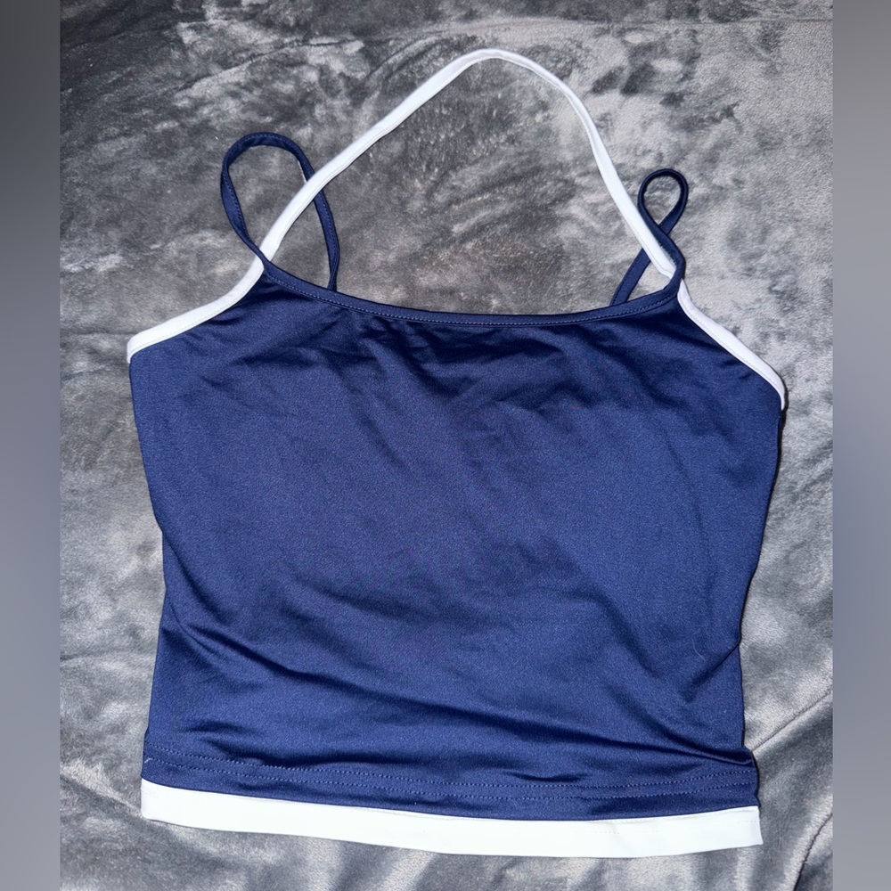 SHEIN Blue and White Top